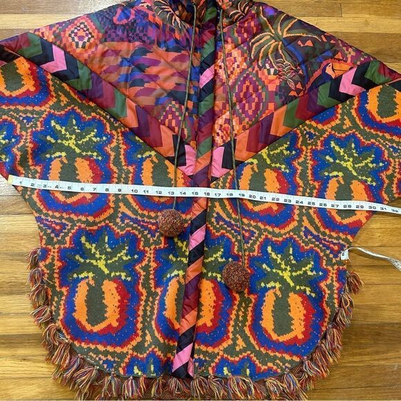 Revolve Farm Rio Anthropologie Pineapple Tapestry Puffer Poncho - Picture 15 of 15
